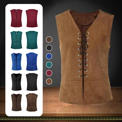 Men Steampunk Plus Size Carnval Medieval Renaissance Gothic Pirate Vest • $23.64