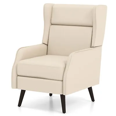 High Back Armchair Traditional Wingback Chair Single Sofa Accent Chair Beige • £109.95