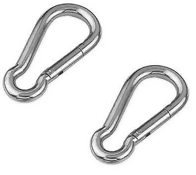 2 X 6mm Stainless Steel Carbine Spring Loaded Carabiner Snap Hook Grade 316 • £3.74