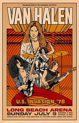 Van Halen U.S. Invasion 1978 Reprint 13  X 19  Concert Poster • $19.95