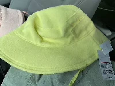 Shade & Shore Women's Neon Yellow Terry Cloth Adjustable Bucket Hat One Size • $6