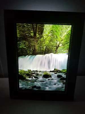 Vtg Framed Light Up Motion Waterfall Desktop Picture Moving Water 13  X 10  • $40