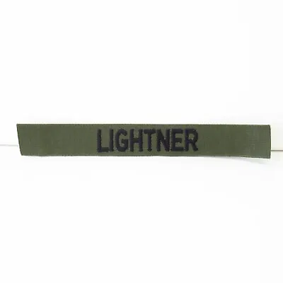 Lightner - Military Name Tape - Black Lettering On Green - Embroidered - Vintage • $4.95