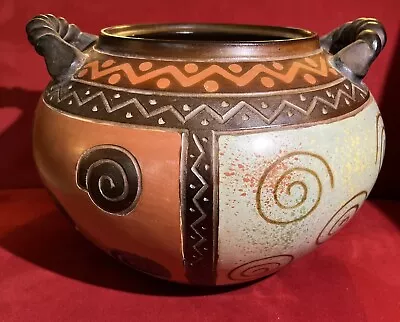 Santodio Paz Handmade Chulucanas Peru Large Dual Handled Signed Pottery Vase • $199.99