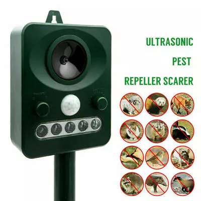 Solar Ultrasonic Garden Deterrent Repeller Animal Bird Cat Scarer Pest Universal • $46.99