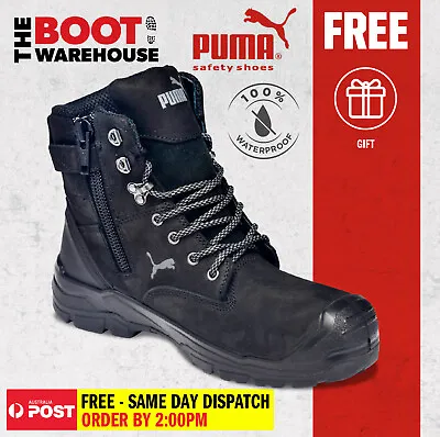 $194.95 • Buy Puma Conquest BLACK 630737. Safety Work Boot. Zip Side, 100% WATERPROOF BOOT
