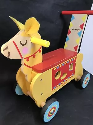 £19 • Buy Janod LLAMA RIDE-ON Yellow Kids Children Toddlers Wooden Toy Activity 12m+