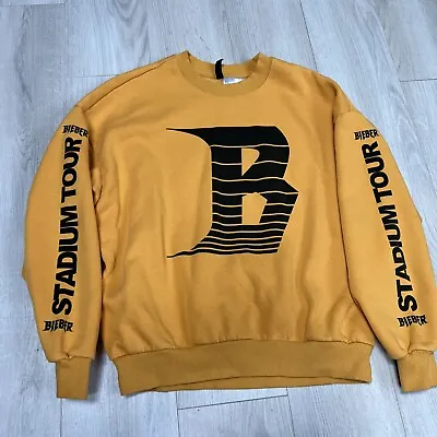 Justin Bieber Stadium Tour Crewneck Sweatshirt Womens Size Small Yellow Logo • $15