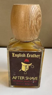 Vintage MEM English Leather Aftershave 8 Oz. Wood Top Pre-owned Mostly Full • $8.99