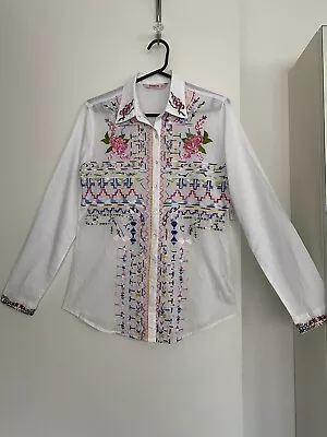 Desigual Shirt Size M 100% Cotton Viscose Embroidery Perfect Cond NWT RRP $210 • $55