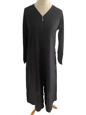 Long Nida Open Zip Plain Abaya Kimono Maxi Dress In Black Sizes 52545658 • £22