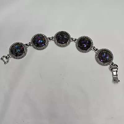 Iridescent Sarah Coventry Bracelet Northern Lights Purple Blue Grey Tone  • $25