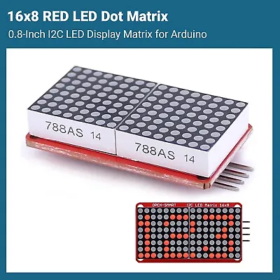 £7.99 • Buy 0.8  Inch 16x8 I2C LED Dot Matrix Display Module 4 Pin Red LED Matrix - Arduino