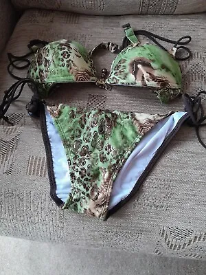 She Womans Underwired Animam Print Bikini Size 8 Cup Size D • £10