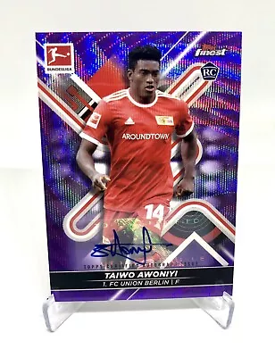 $19.50 • Buy TAIWO  AWONIYI Rookie 2021-22 TOPPS FINEST BUNDESLIGA PURPLE WAVE RC AUTO /80 📈