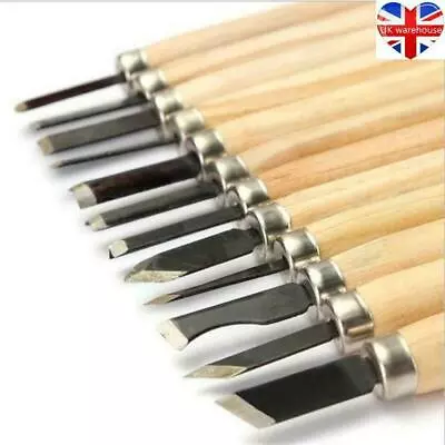 £4.95 • Buy 12Pcs Wood Carving Knife Chisel Kit Woodworking Whittling Cutter Chip Hand Tool