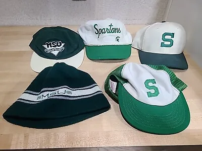 Lot 80s 90s Michigan State Spartans Knit Cap Hat Snapback Trucker 7 1/4 VTG  • $44.96