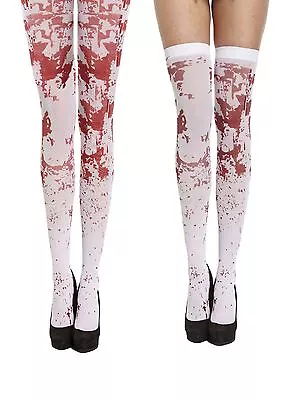 Ladies Bloody Stained Stocking Zombie Halloween Nurse School Fancy Dress Costume • £2.49