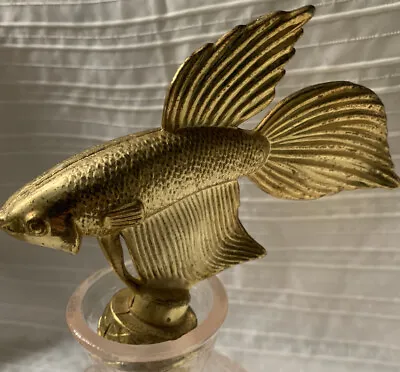 Metal Bass Fish Gold Tone Trophy Plaque Cast Metal Topper Figurine. See Pics • $20