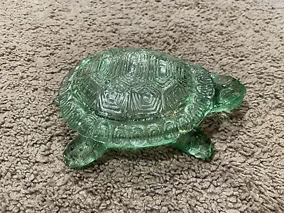 Vintage Lt. Green Detail Covered Turtle Trinket Dish & Lid Depression Glass VHTF • $199