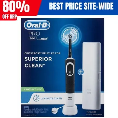 $44.99 • Buy Oral-B PRO 100 CROSSACTION Rechargeable Electric Toothbrush Midnight Black