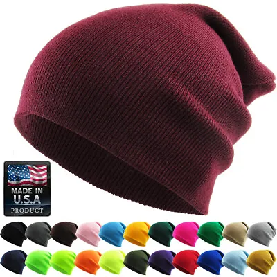 Made In USA - Thick Beanie Skully Slouchy & Cuff Winter Hat Ski Cap • $9.99