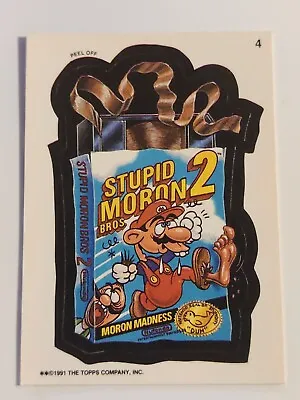1991 Wacky Packages Sticker Card STUPID MORON BROS 2 Super Mario Bros Puzzle Bck • $5.56