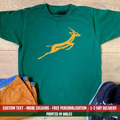 Springbok T-shirt South Africa African Rugby Birthday Fathers Day Dad Gift Top • £12.99