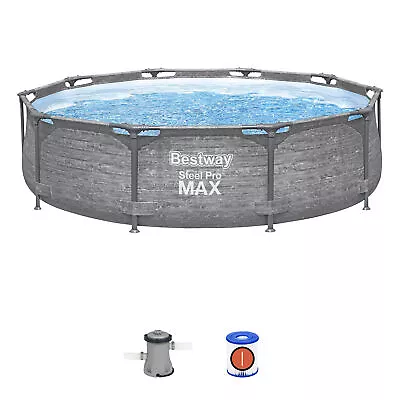 Bestway Steel Pro MAX 10' X 30  Above Ground Swimming Pool Set Gray (Open Box) • $122.62