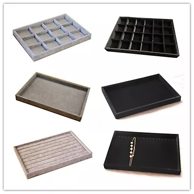 Gray Black Velvet Jewelry Display Tray | Elegant Showcase Case | Ring Pendant AU • $27.99