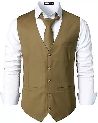 ZEROYAA Men's Hipster Urban Design 3 Pockets Business Formal Dress Vest For Suit • $42.97