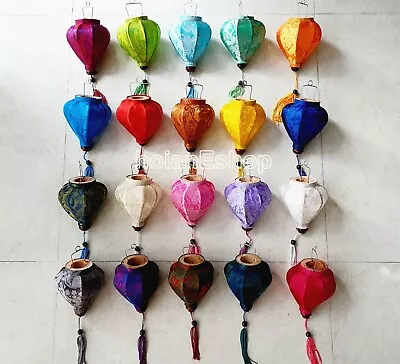 Set 20 Hoi An Silk Lanterns 10cm Lanterns With 20 Pattern Colors - Wedding Gifts • $59