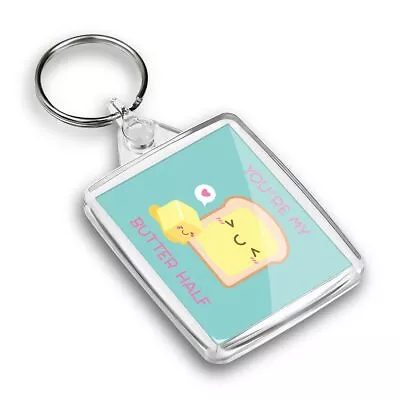 1x Rectangle Keyring Butter Half Love Heart Bread Cute #58742 • £4.99