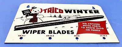 Vintage Original Trico Wiper Blade Sign Snowman Winter Graphic Rare Sign Gas Oil • $259