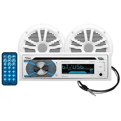 BOSS AUDIO Marine Stereo  W/AM/FM/CD/BT/USB & 6.5  Speakers PR. & Remote Control • $159.95