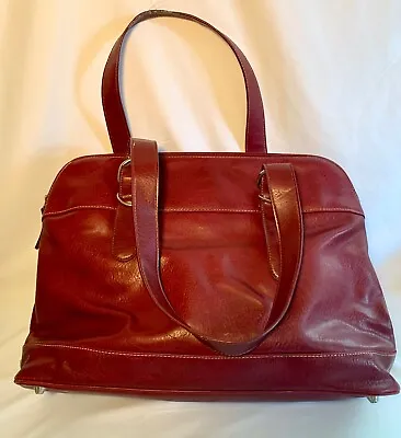 Franklin Covey Women’s Red Maroon Leather Laptop Computer Tote Shoulder Bag • $23.99