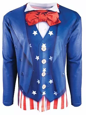 Instantly Patriotic Printed T-Shirt Adult USA Uncle Sam Halloween Costume MD-XL • $18.95