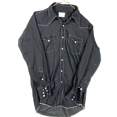 Vintage The H Bar C Ranchwear Pearl Snap Shirt Large Black • $84.99