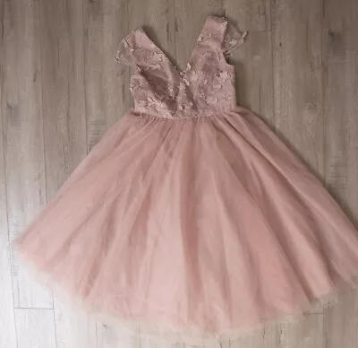$69.99 • Buy Bridesmaid Maternity Floral Lace Cap Sleeved V Neck Tulle Prom Evening Dress