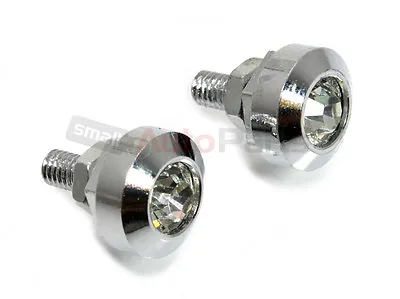 2 Chrome Diamond License Plate Frame Fasteners Bolts For Motorcycle/chopper/bike • $8.60
