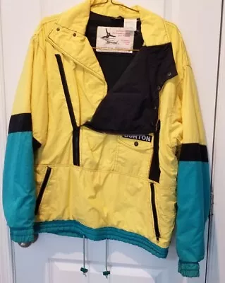 Vintage Burton Snowboard Jacket Sz L Yellow Green The Original 1980s Design  • $149.99