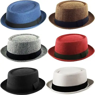 Mens Pork Pie Tribly Hats Summer Ribbon Band Foldable Beach Outdoor Sun Hat • £14.99