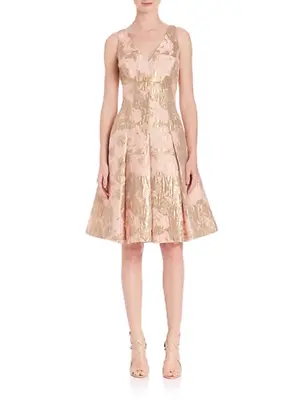 Aidan Mattox Sleeveless Floral Blush Pink Gold Jacquard Party Dress NWT Size 12 • $199