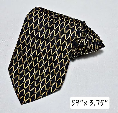 Brooks Brothers Makers Silk Tie Black Gold Chain Link Print NWT • $22.95