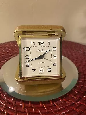 Vintage 70s Seth Thomas Wind-up Travel Alarm Clock 3” Brown Case • $12