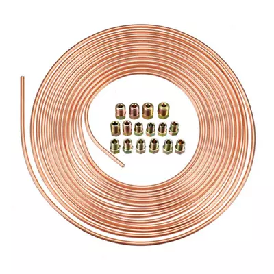 Copper Nickel 25 Foot Roll Coil 3/16  OD Brake Line Tubing Kit 16Pcs Nut Fitting • $17.99