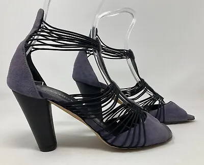 £36.99 • Buy New Audley London Size 6 (39) Purple Suede & Black Elastic High Heel Sandals