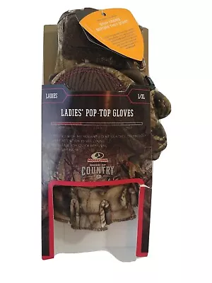 NEW Ladies Mossy Oak Break-Up Country Pop-Top Gloves L/XL Non-Slip Glove/Mittens • $9.99