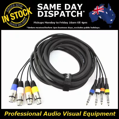 5-Metre 4-Way XLR Female - 1/4  Multicore Microphone Mic PA Cable Lead Cord 5M • £32.47