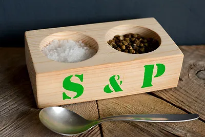Eco-friendly Salt And Pepper Pinch Pots Handmade From Pine With S & P Stencil • £8.99